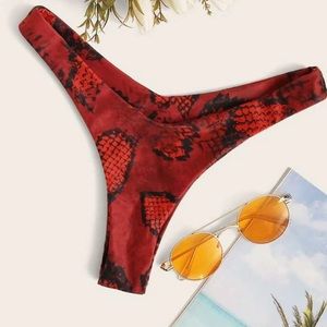 Red Snake skin high rise bikini bottoms